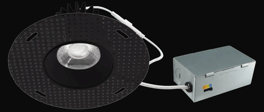 Encastré DEL sans cadrage 3,5 po, 12 W, gradation triac, 800 lm, 5CCT, 120 V, emplacement mouillé, rond, noir – vue 2