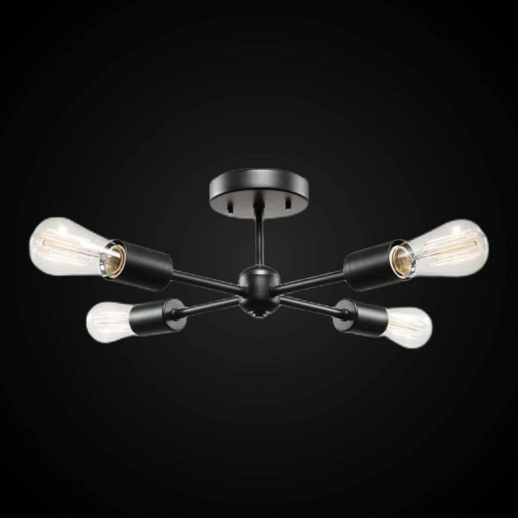 Plafonnier 4 lumières Vane style Sputnik Globe Electric – noir mat