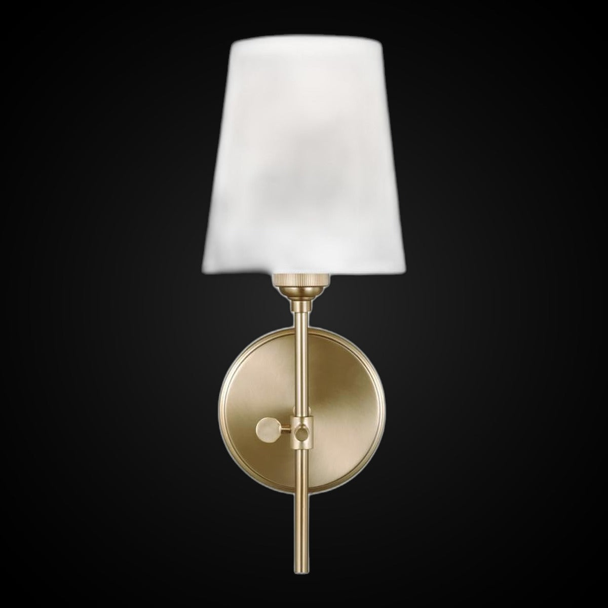 Applique 1 lumière Baker Sea Gull Lighting – laiton satiné, abat-jour blanc