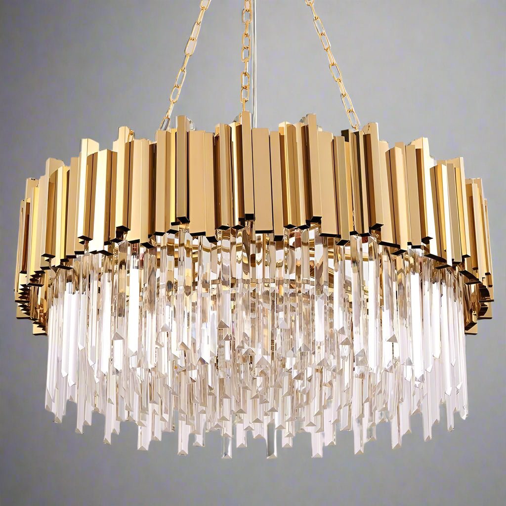 Lustre Gio 31 po en cristal, fini or – vue 3