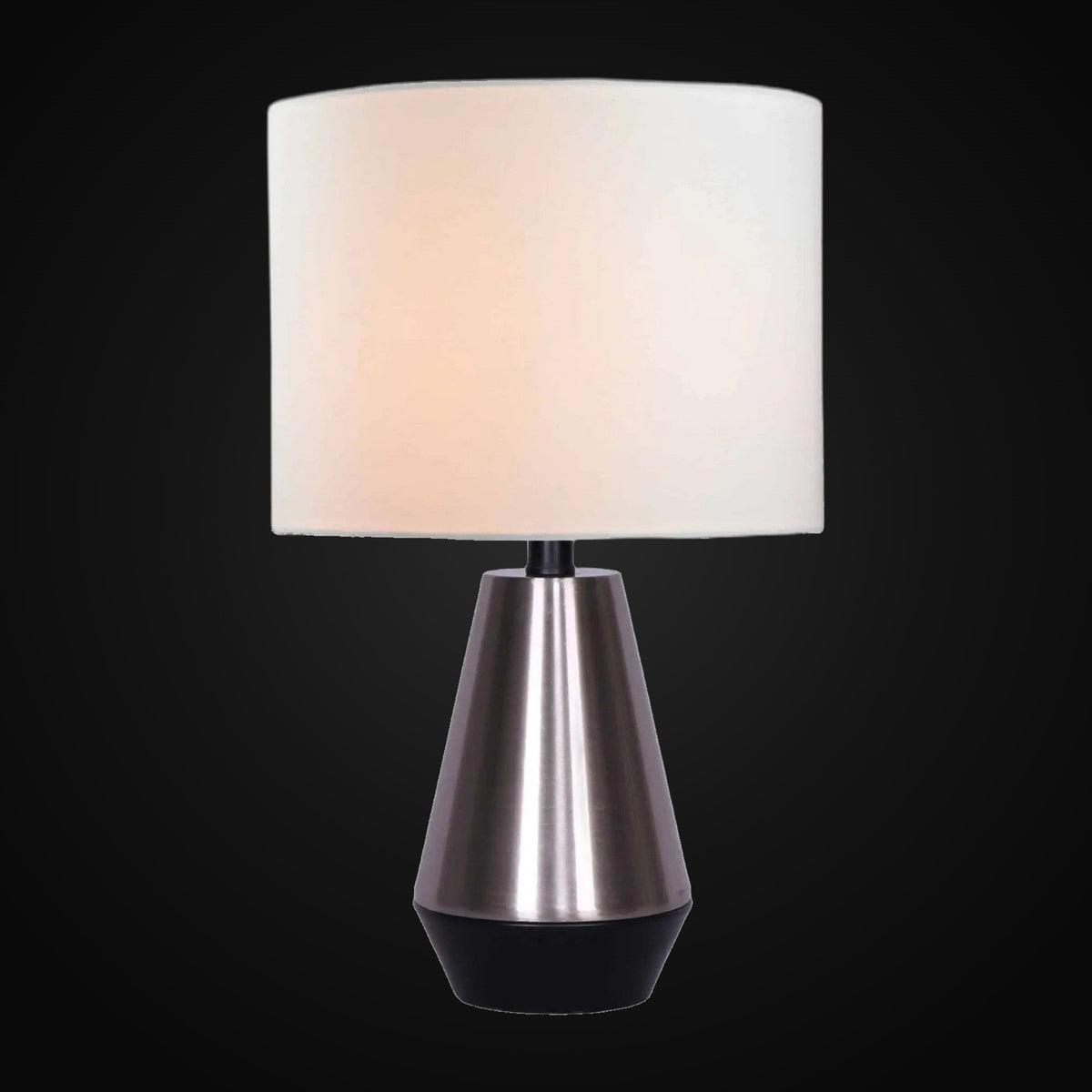 Lampe de table 18 po H, noir mat et acier brossé
