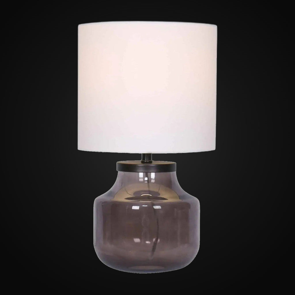 Lampe de table en verre fumé gris 19 po H