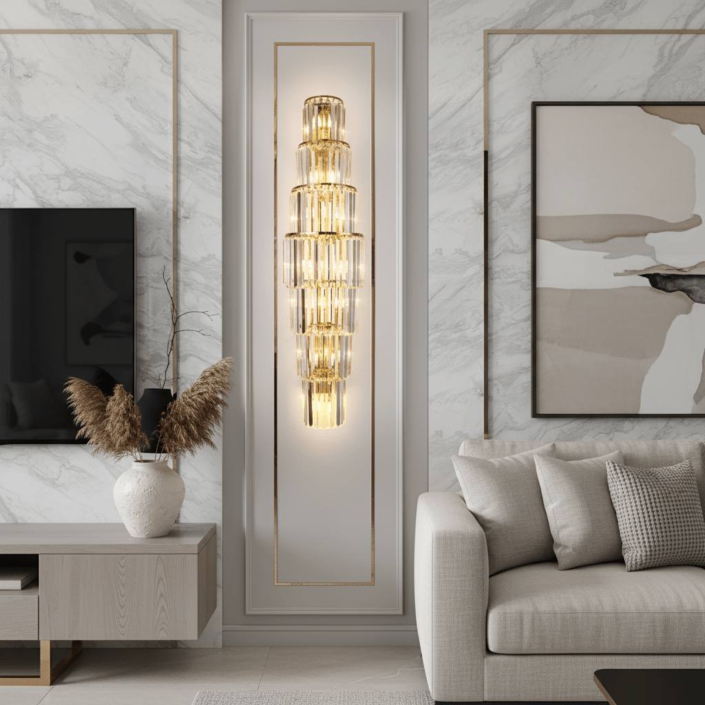 Applique murale Gio en cristal, chrome et or – vue 2