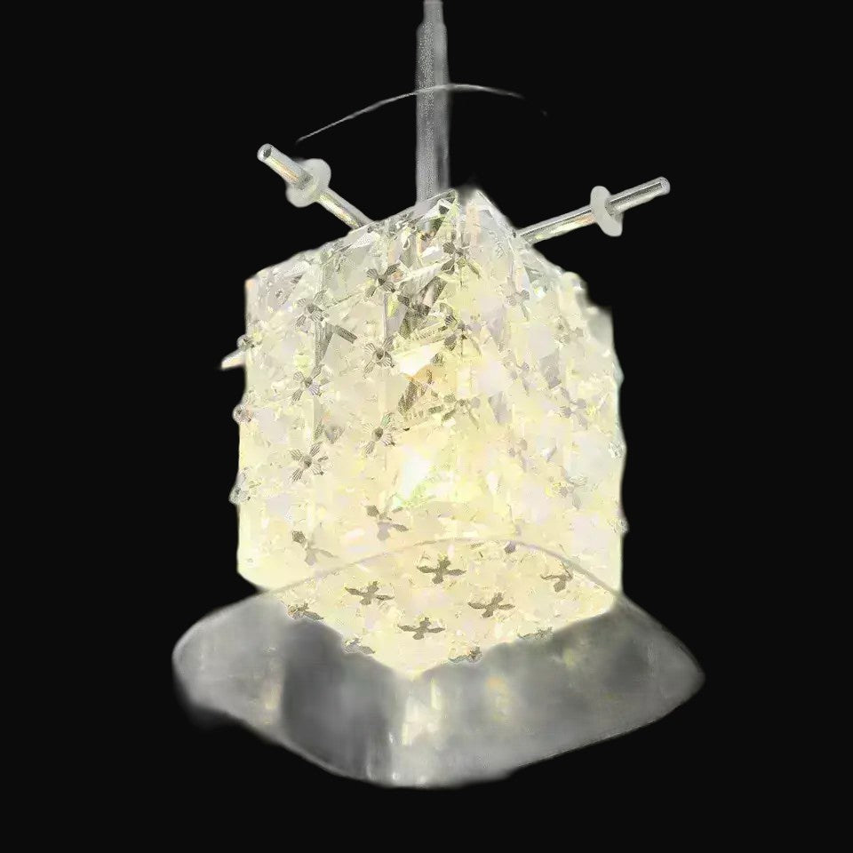 Mini-suspension DEL Crystal Cube courte 1 lumière – vue 2