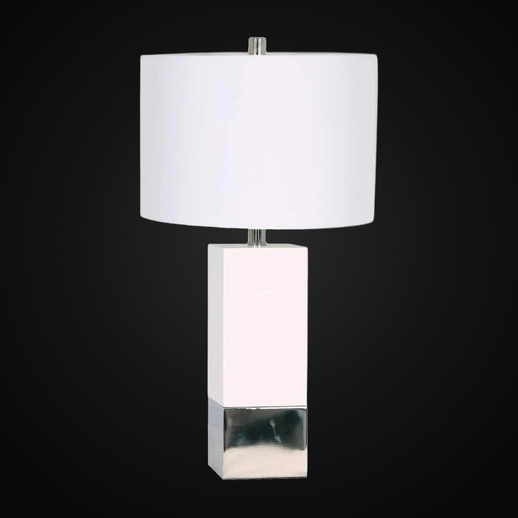 Lampe de table 26 po, blanc et chrome