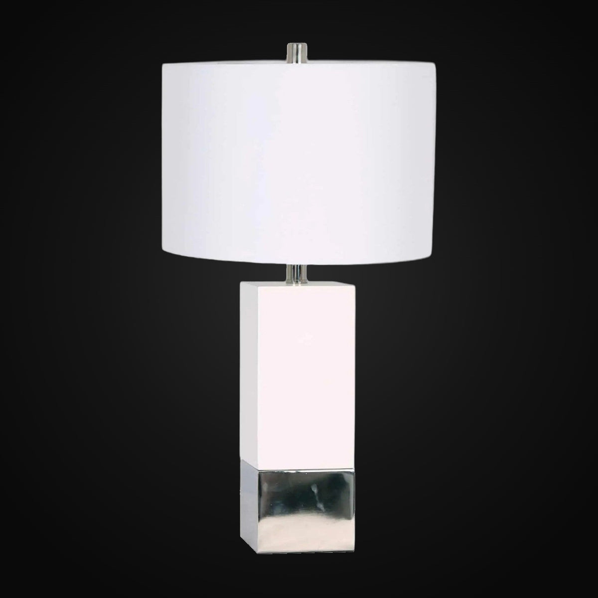 Lampe de table 26 po, blanc et chrome
