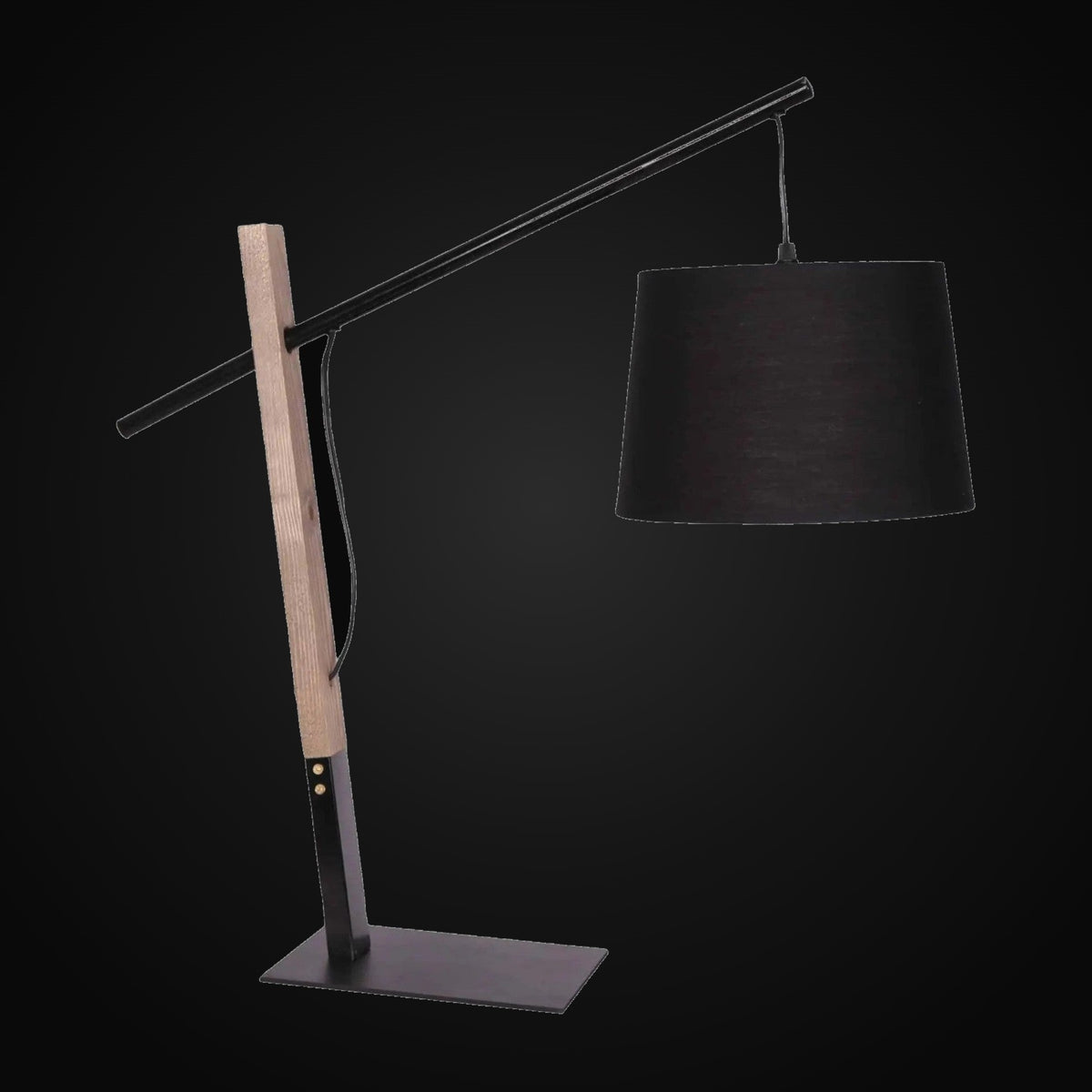 Lampe de table 26 po, bois et accents noirs