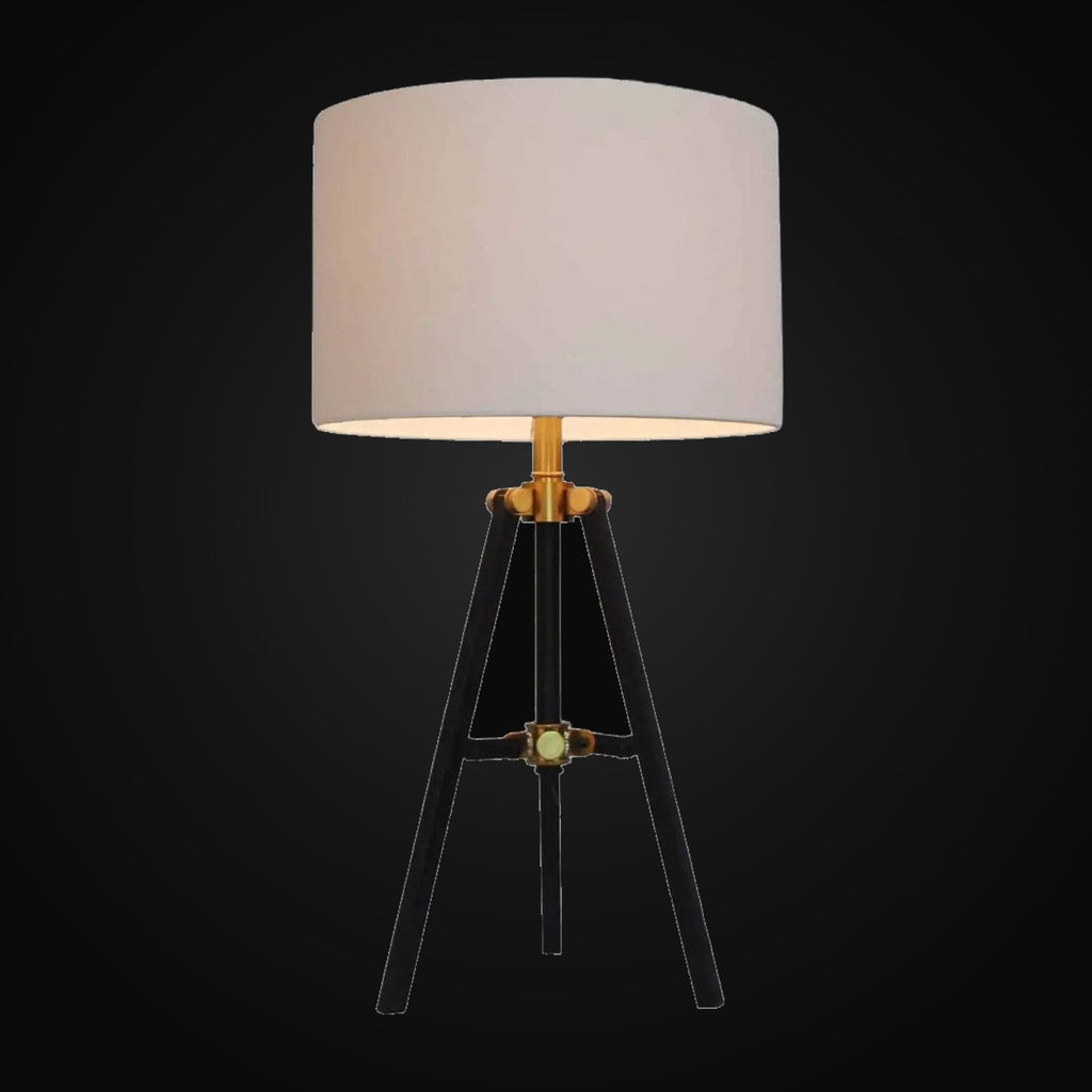 Lampe de table trépied 26 po, noir mat et or