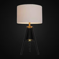 Lampe de table trépied 26 po, noir mat et or
