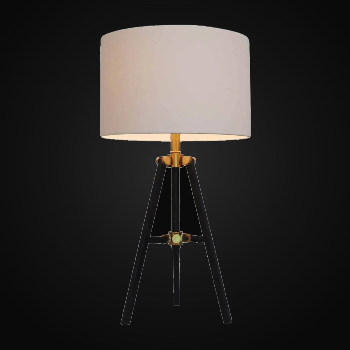 Lampe de table trépied 26 po, noir mat et or