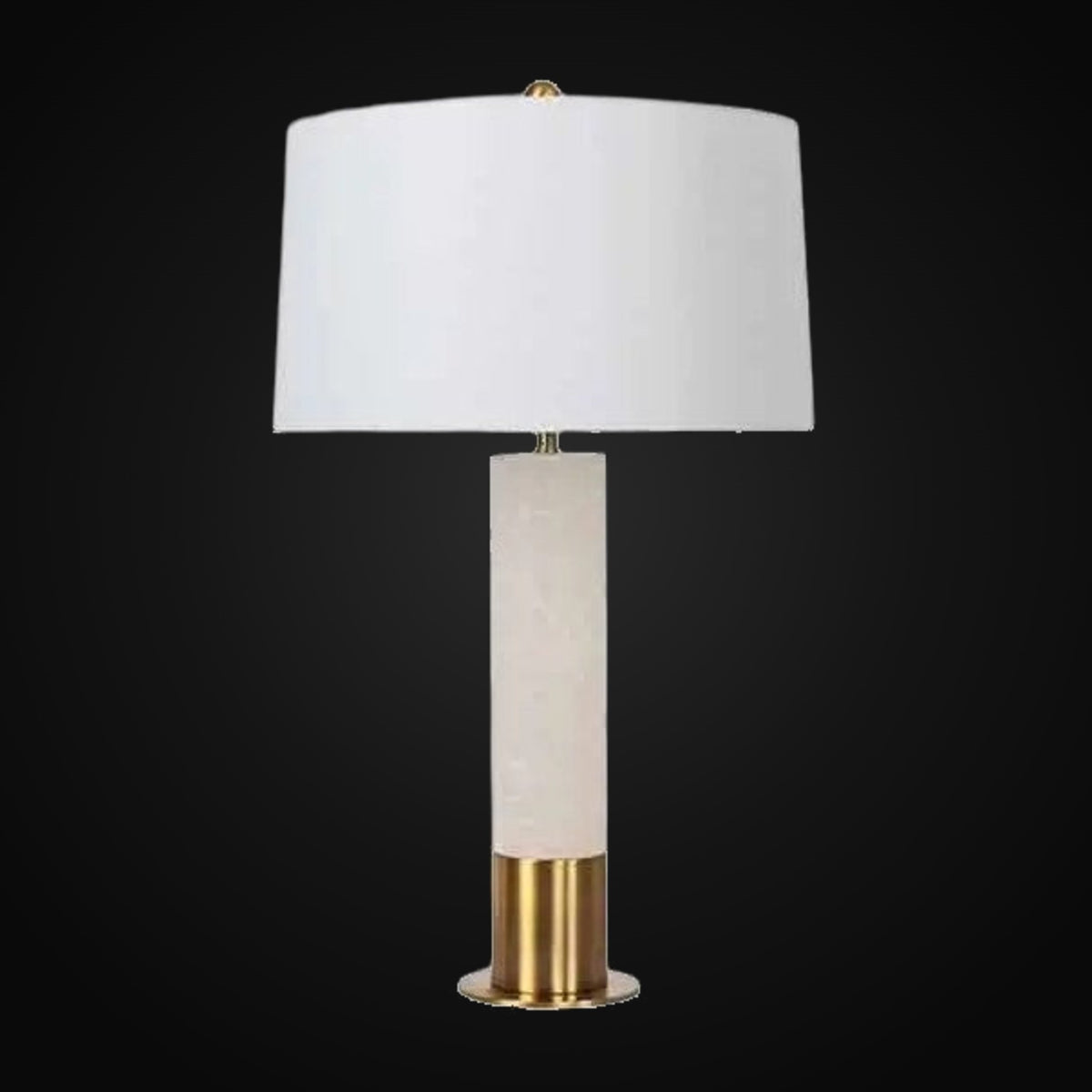 Lampe de table colonne en albâtre 26 po H – accents or brossé