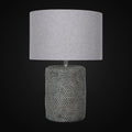 Lampe de table en ciment 26 po H, motif faux rotin