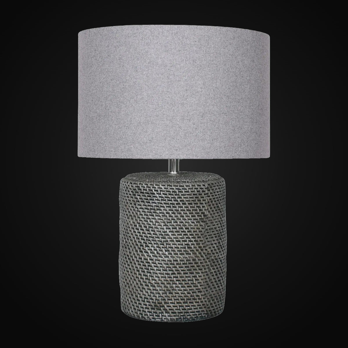 Lampe de table en ciment 26 po H, motif faux rotin