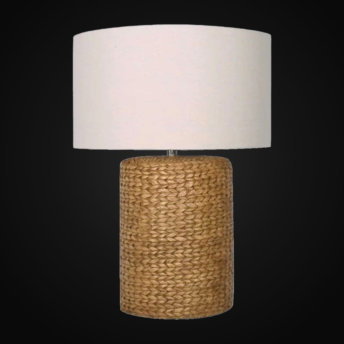 Lampe de table en ciment 26 po H, motif faux rotin