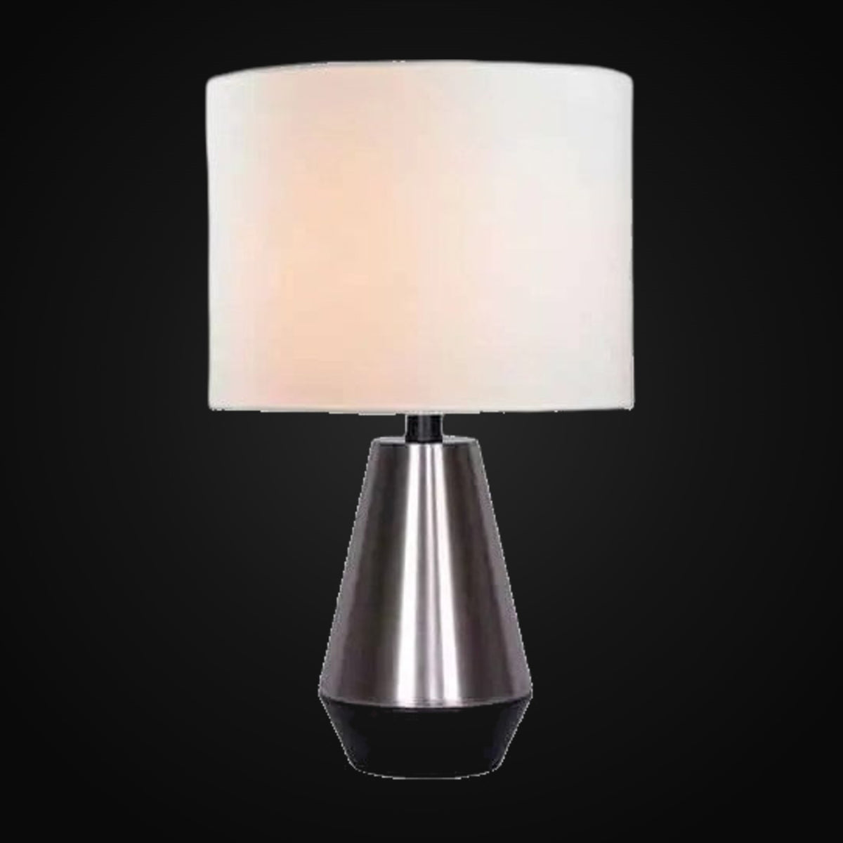 Lampe de table 26 po H, noir mat et acier brossé