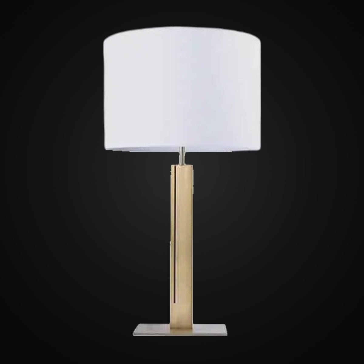 Lampe de table colonne en métal gravé 26 po H – or brossé