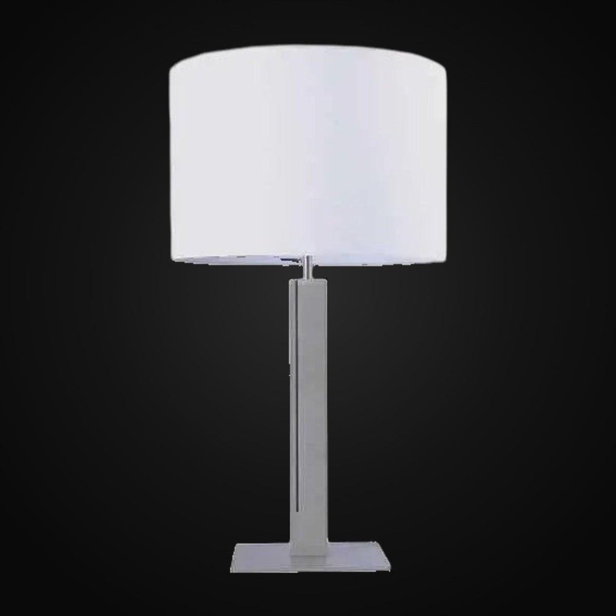 Lampe de table colonne en métal gravé 26 po H – acier brossé