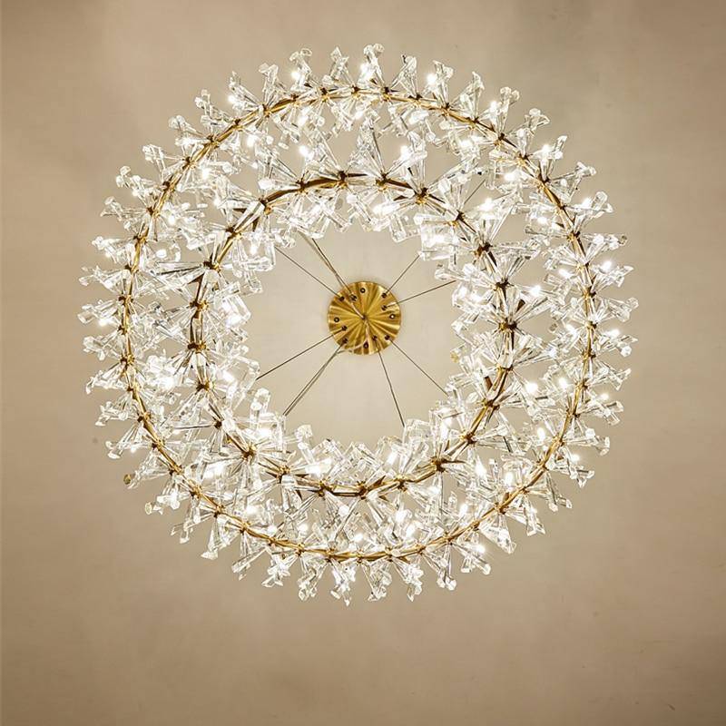 Lustre double anneau Exton 39 po en cristal – vue 4