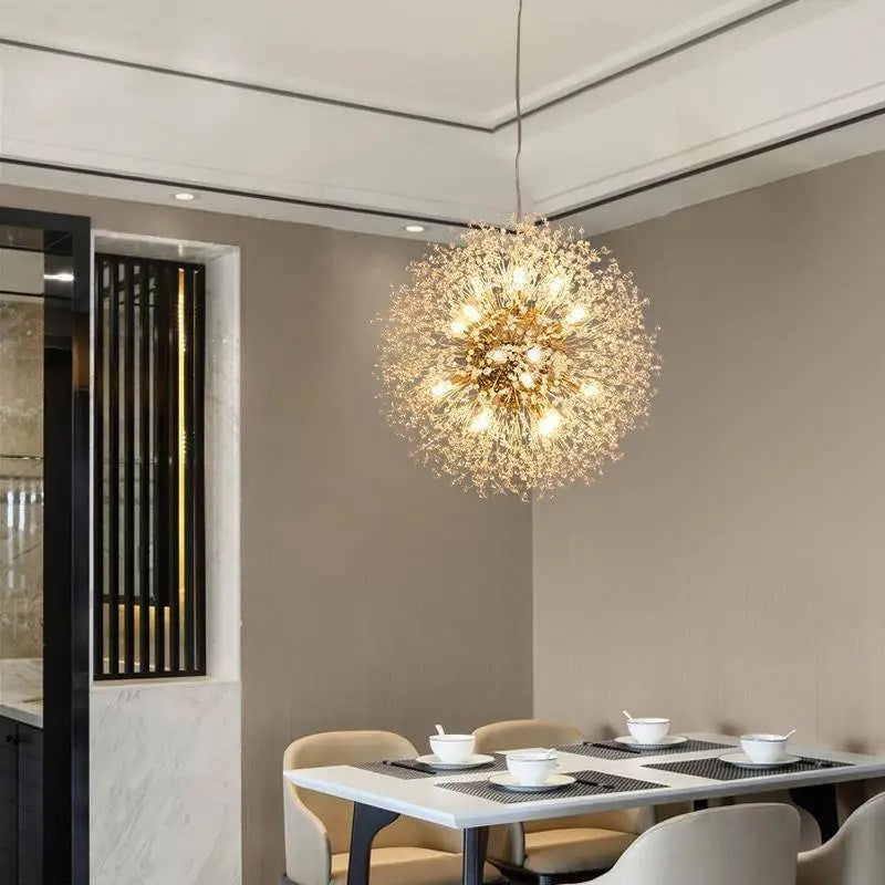 Lustre sphère pissenlit en cristal 30 po – vue 2