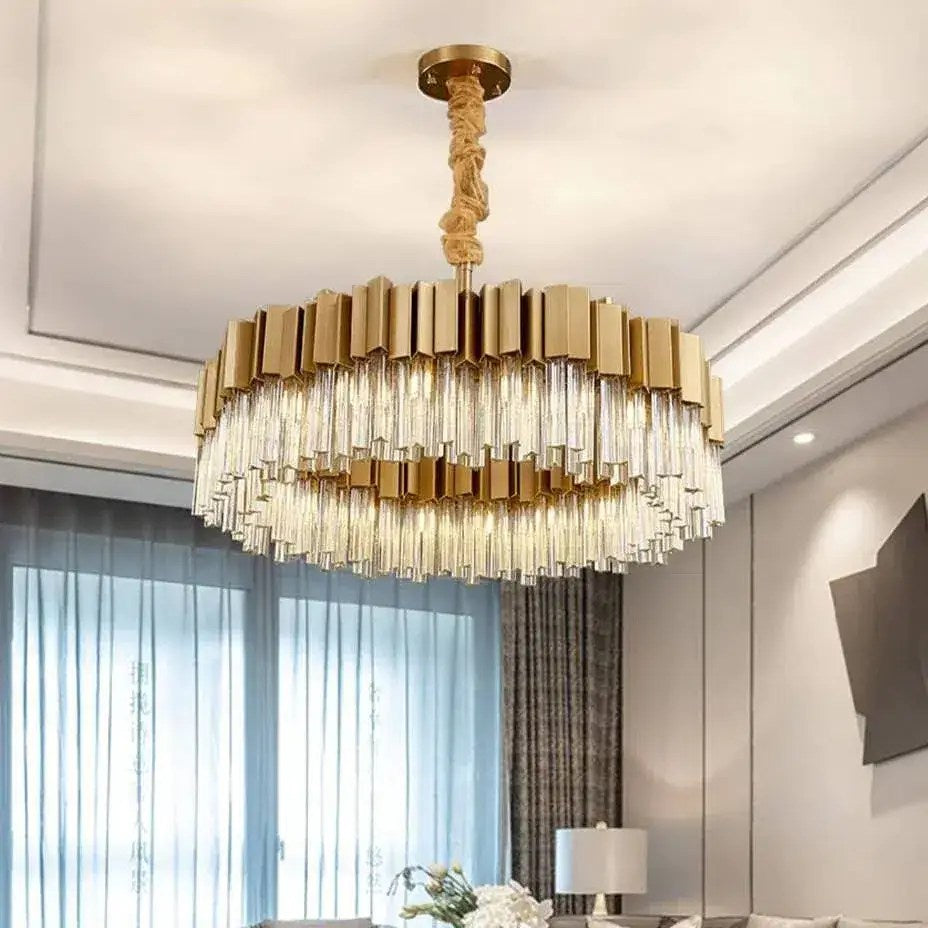Lustre Milano en cristal, or brossé – vue 2