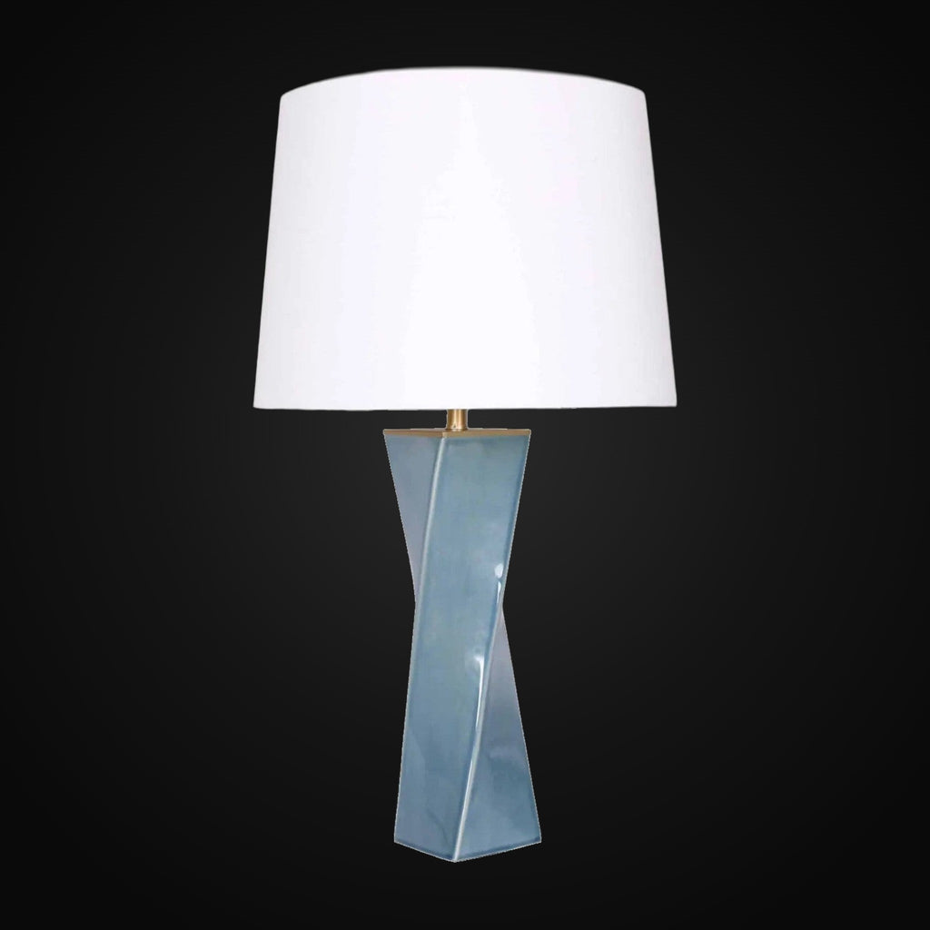 Lampe en céramique 28 po H, bleue
