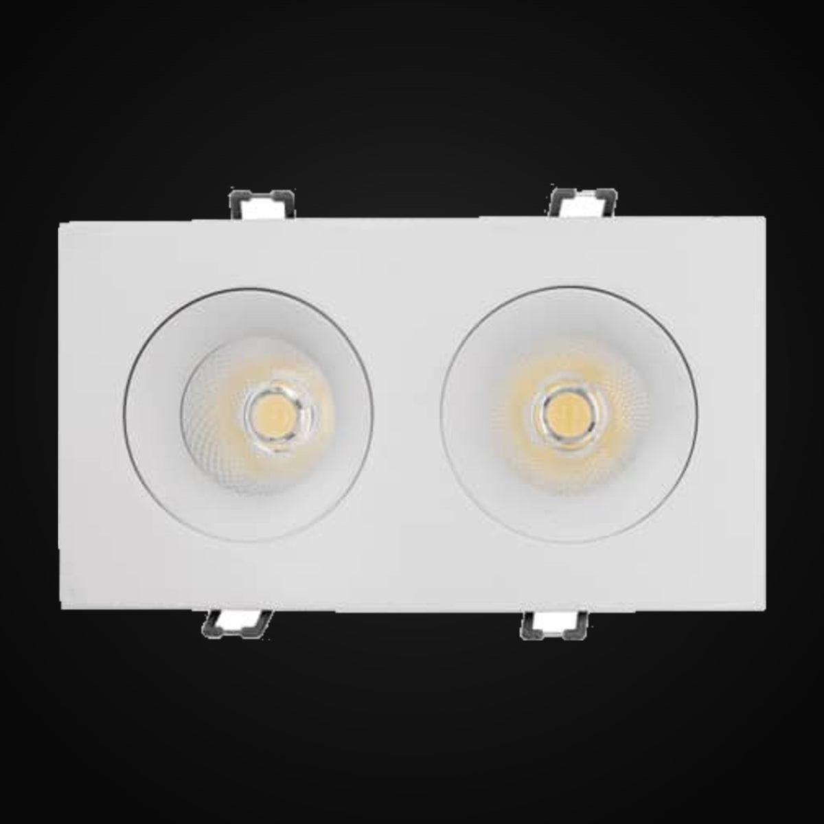 Encastré orientable en retrait combo 3,5 po 24 W (2 têtes) – VO-SP3.5W24-120-D-5WAY-2H WH/BK