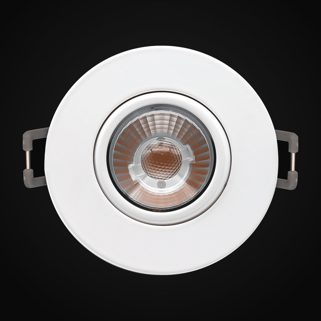 Encastré orientable (eyeball) 3 po rond et carré 8 W VO-GRP3W8-120-D-5WAY (blanc ou noir)