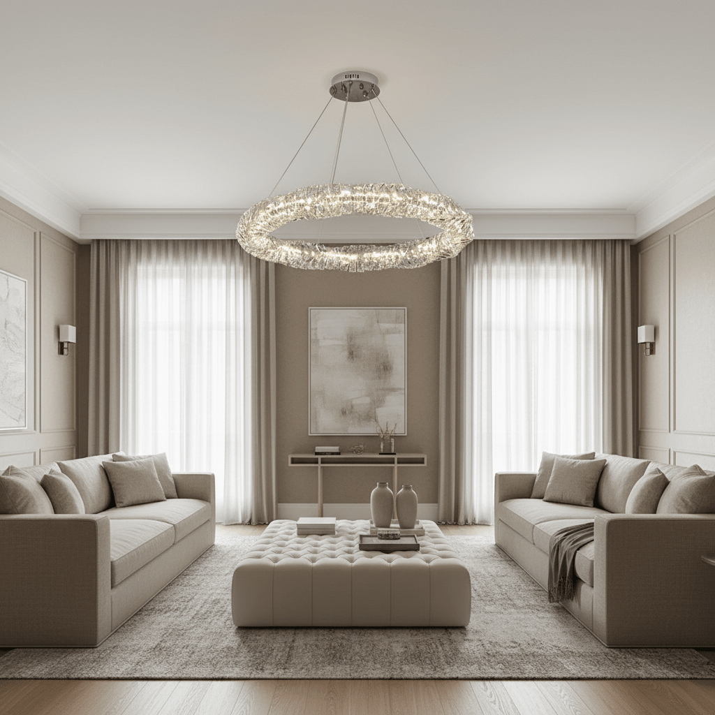 Lustre rond Bacci en cristal 39 po – vue 2