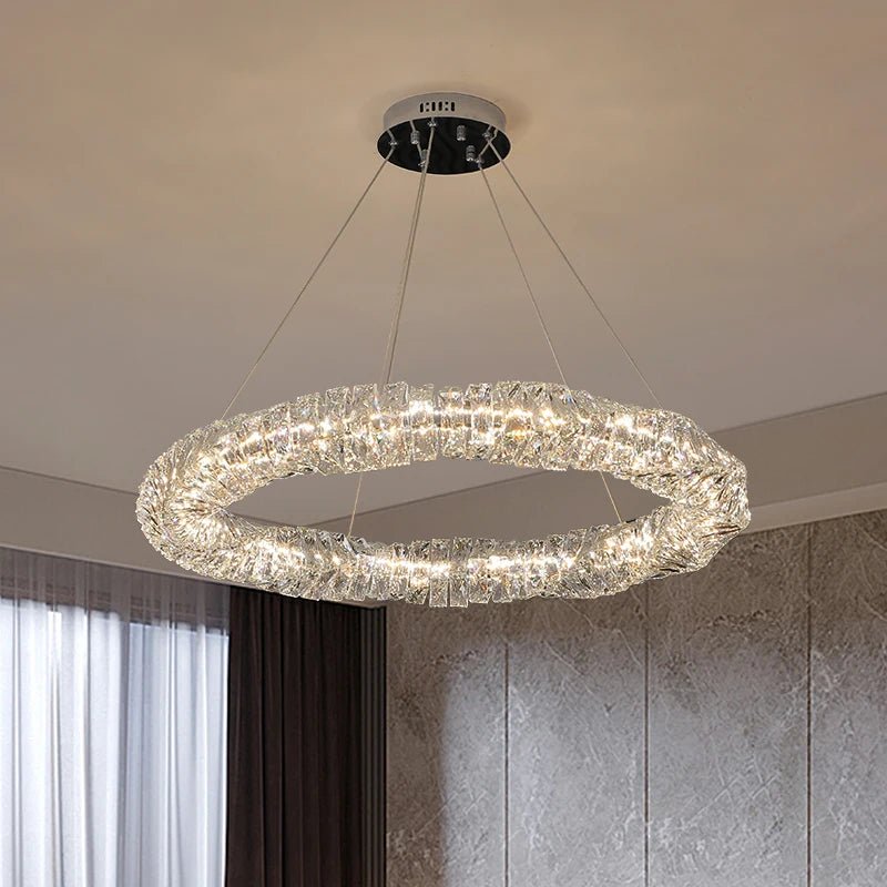Lustre rond Bacci en cristal 39 po