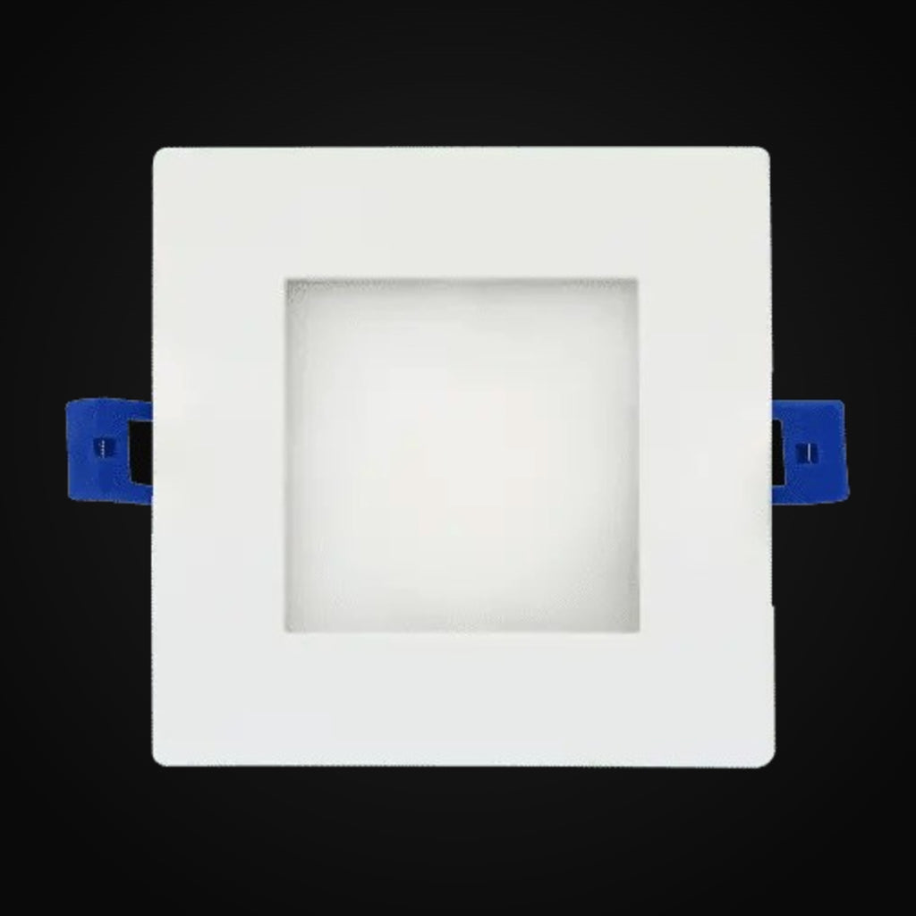Panneau DEL mince 4 po, 12 W, 700 lm, gradable, 5CCT présélectionnable, 120 V, carré, emplacement humide