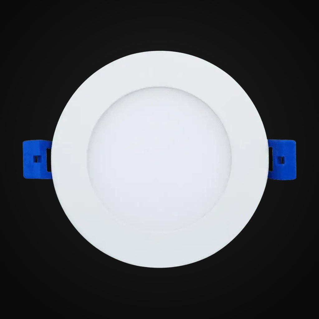 Panneau DEL mince 4 po, 12 W, 880 lm, gradable, 5CCT présélectionnable, 120 V, rond, emplacement humide