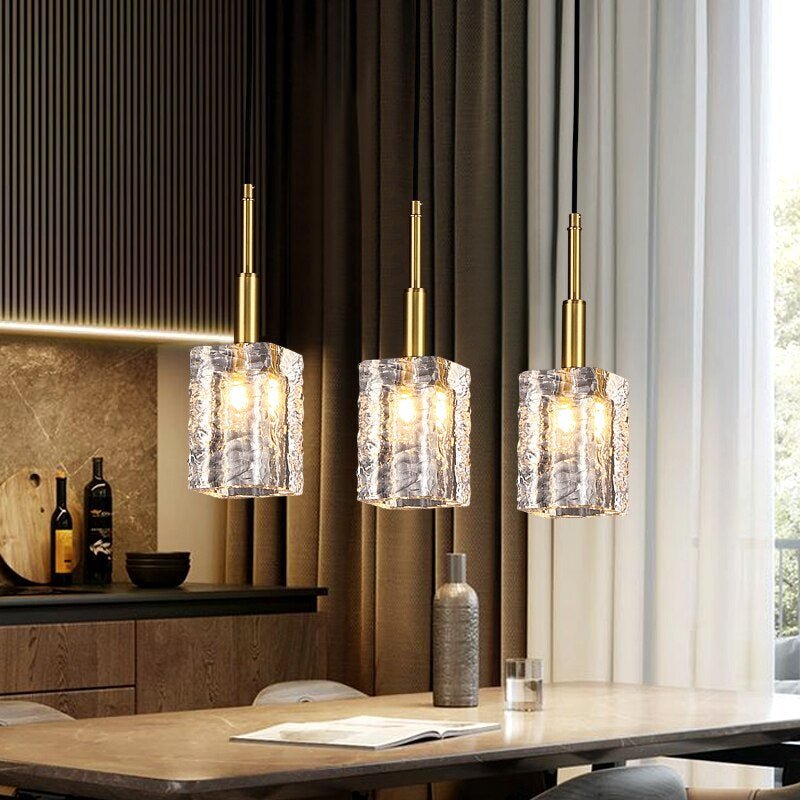 Suspension Barnes en cuivre et cristal – vue 3