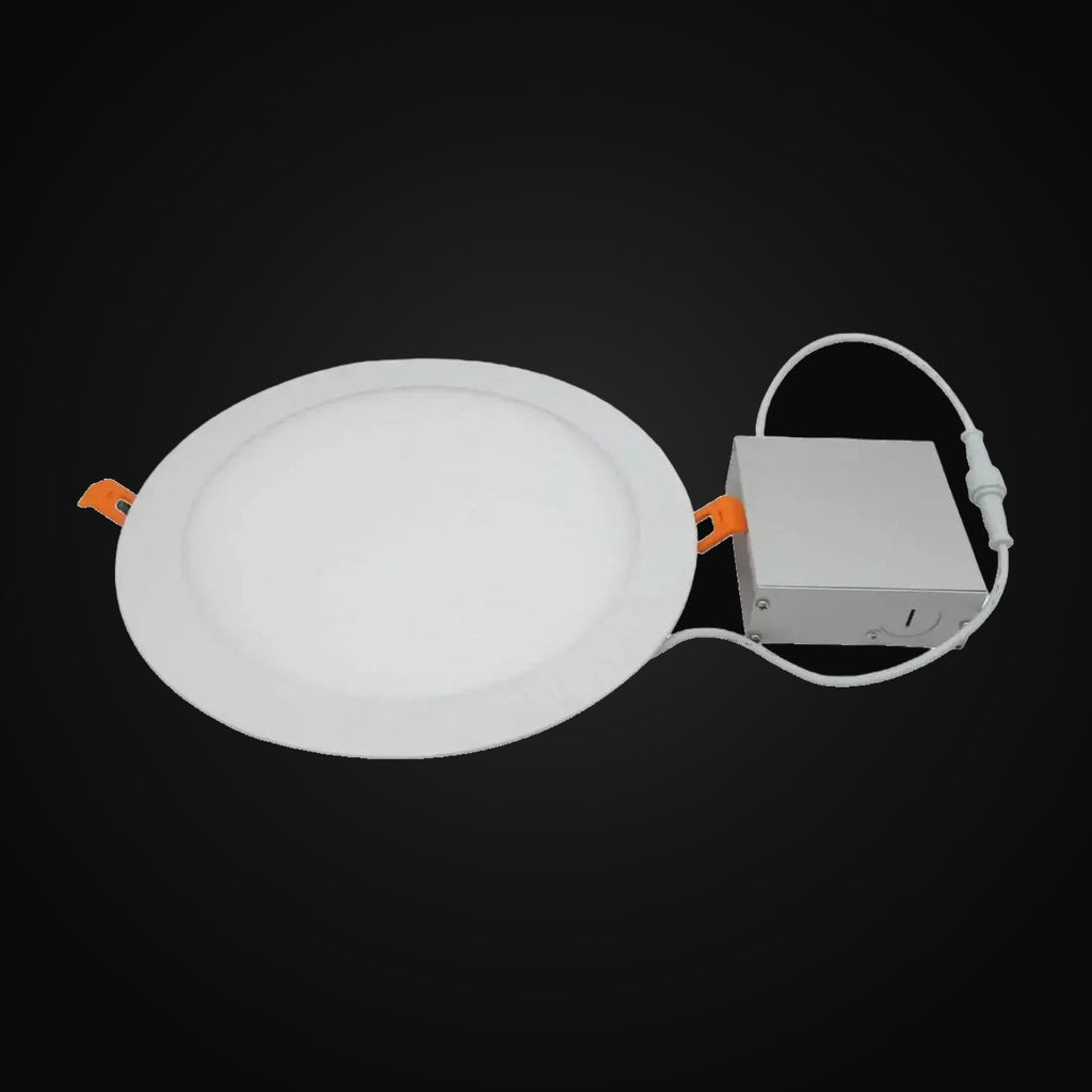 Panneau encastré mince carré 6 po 120 V 3CCT ajustable, blanc