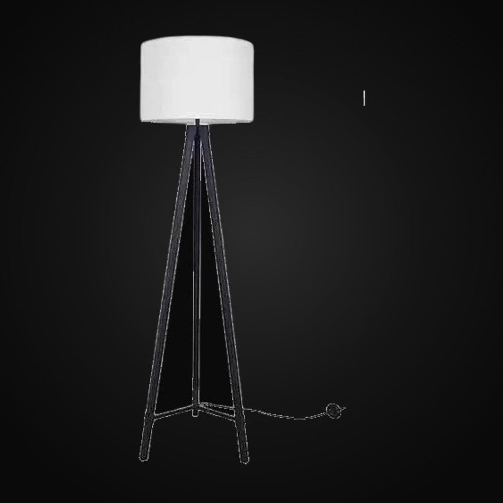 Lampadaire trépied en métal noir givré 63 po H