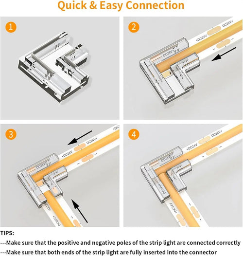 Accessoire ruban COB – connecteur en L 8 mm sans fil