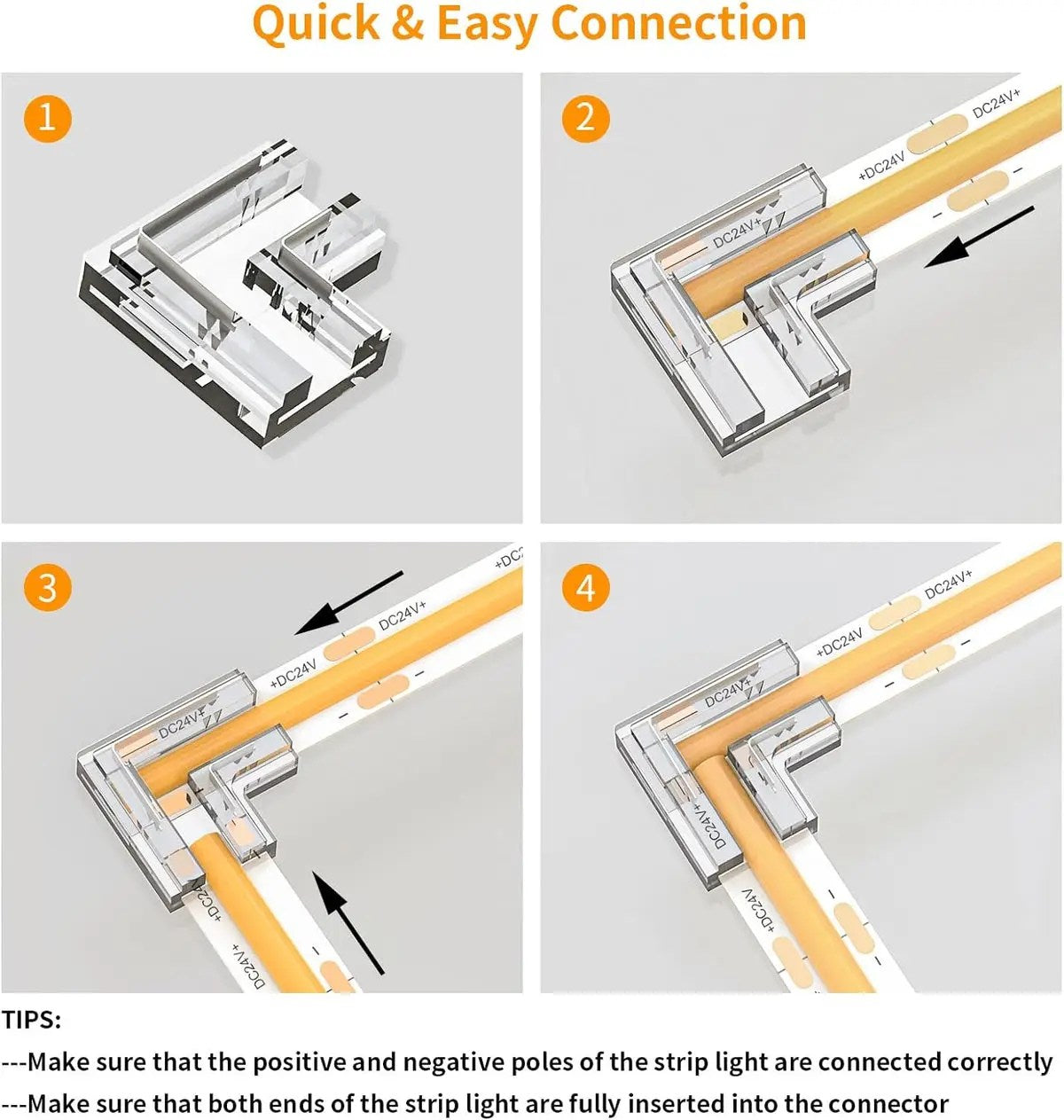 Accessoire ruban COB – connecteur en L 8 mm sans fil