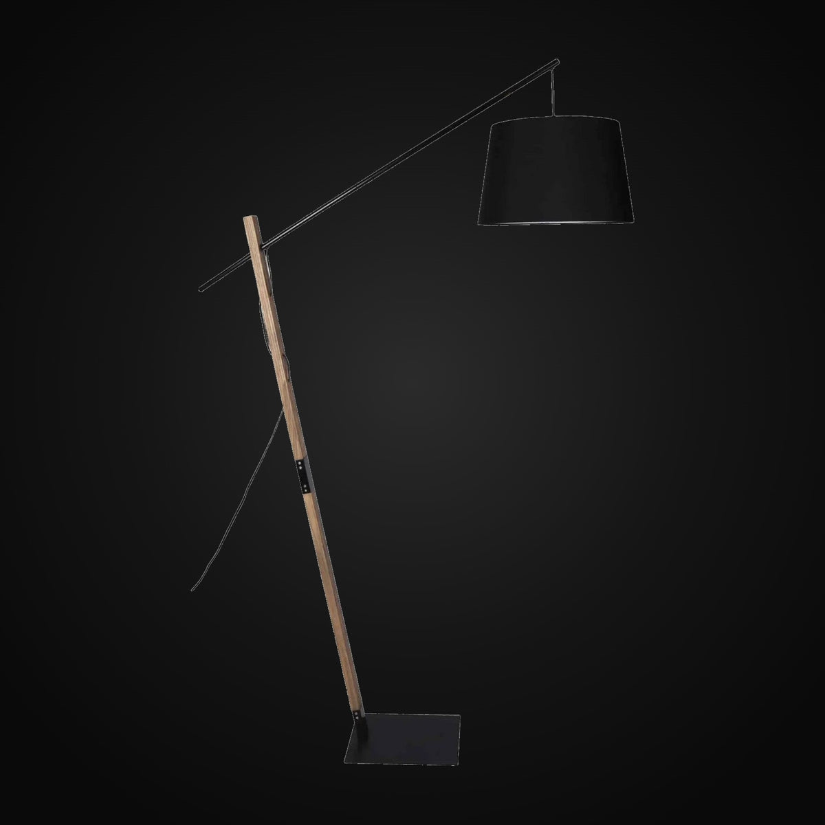 Lampadaire 74,5 po, bois et accents noirs