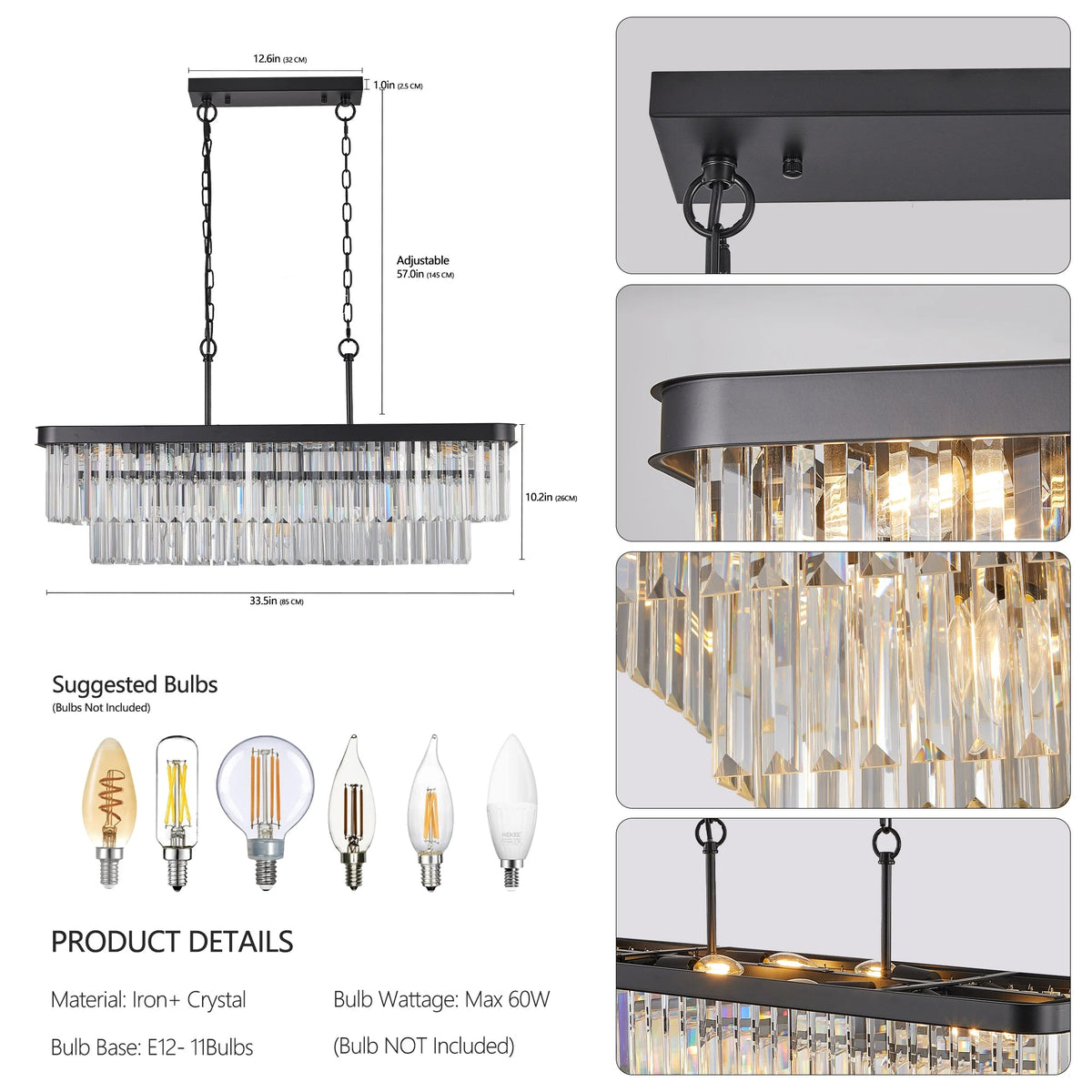 Lustre anneau Gio en cristal pour salle à manger – vue 4