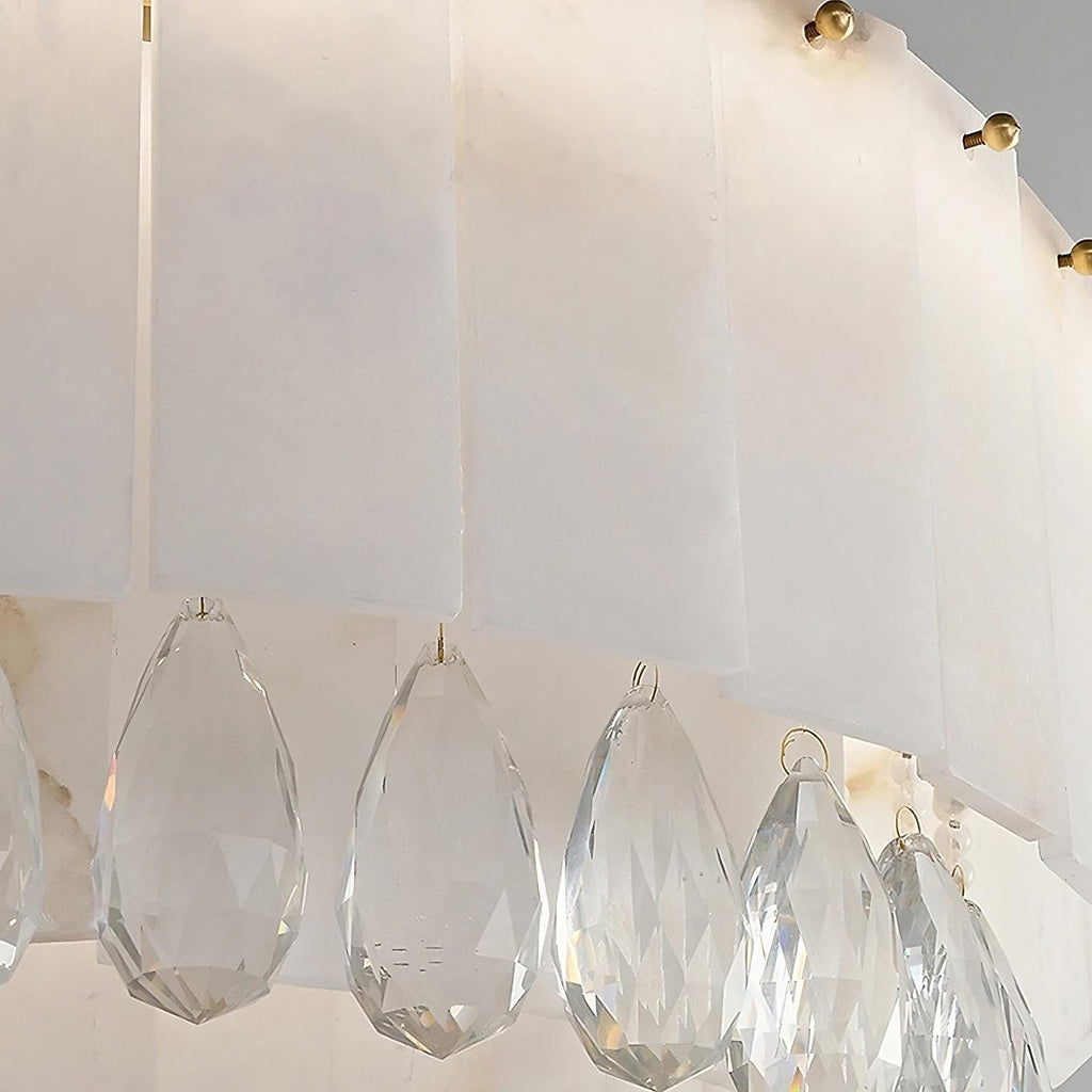 Lustre rond Stuart 23 po en marbre et cristal – vue 4