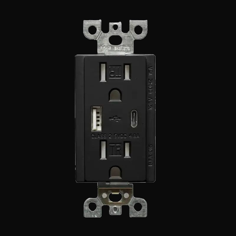 Chargeur USB et prise double inviolable, type A+C, 15 A