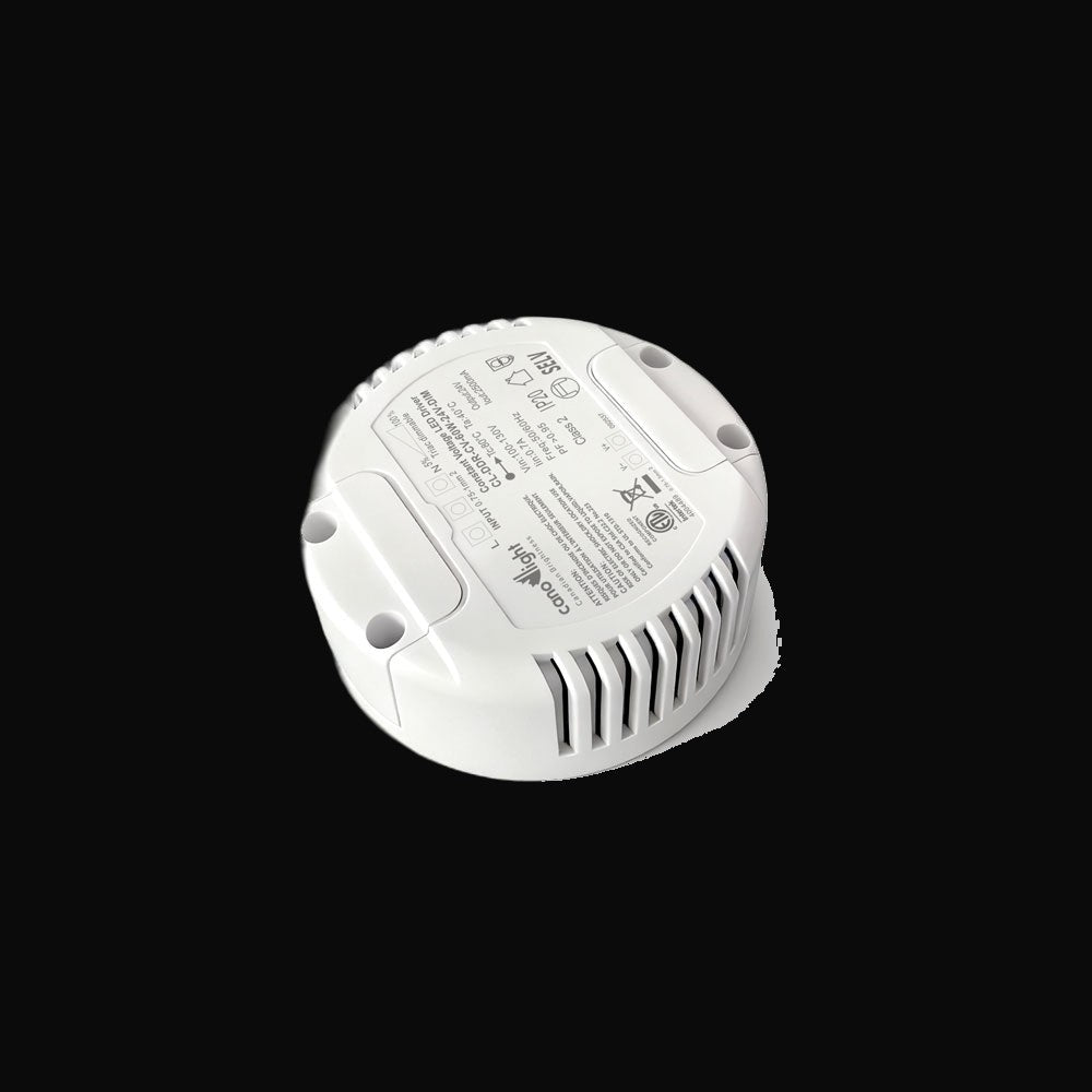 Pilote DEL rond 79x31 mm, 60 W, sortie 24 V c.c., tension constante gradable triac, classe 2, sans scintillement