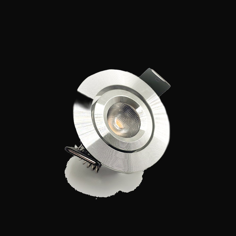 Mini projecteur DEL 2,5 W, 24 V c.c., 175 lm, IP20, gradable, 3000K, 30°, argent (découpe 44 mm) – garantie 3 ans