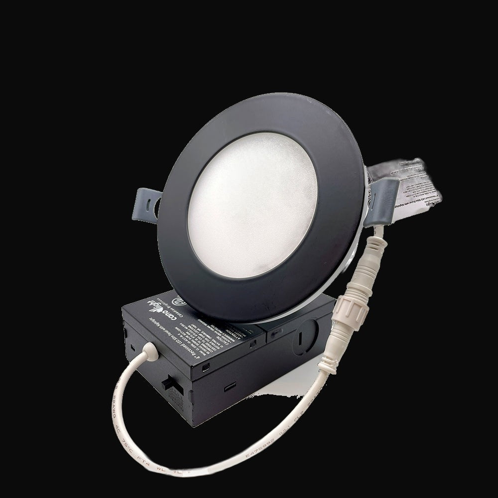 Encastré SMD 4 po avec veilleuse 9+2 W, 90-130 V c.a., IP20, jusqu'à 800 lm, IRC>85, 5CCT, gradable – garantie 5 ans