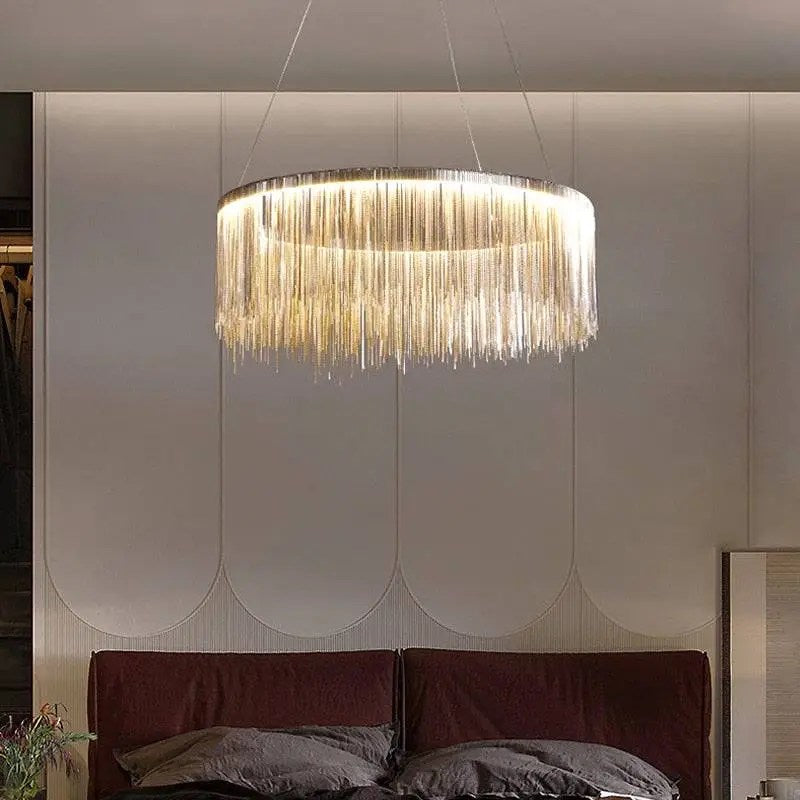 Lustre Cadena à pampilles de chaîne d'acier
