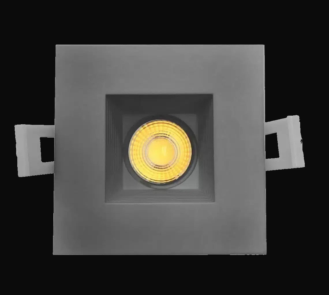 Panneau encastré mince 2 po 5CCT carré, noir