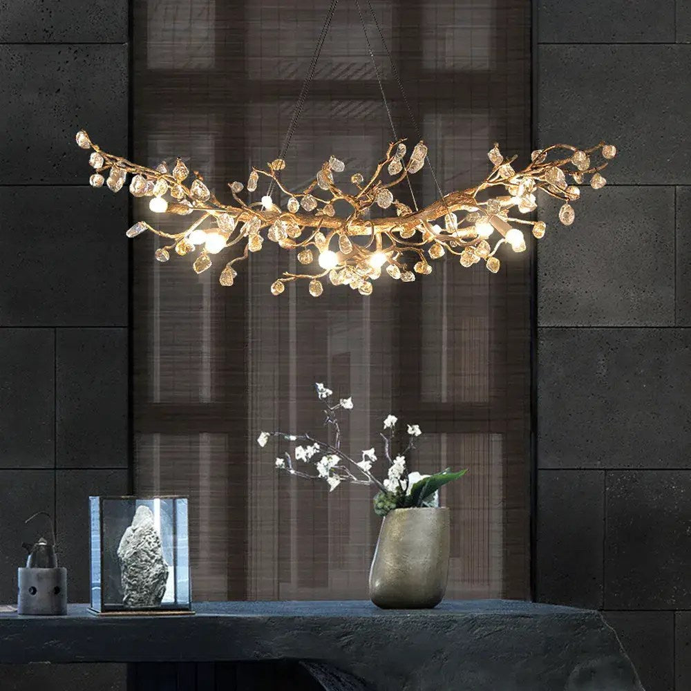 Lustre Albero en cuivre et pierre de cristal naturelle – vue 2