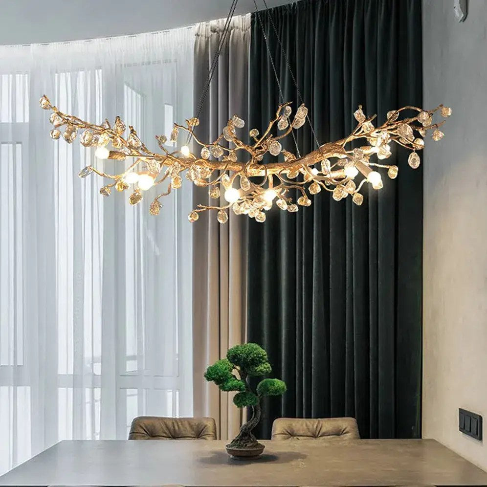 Lustre Albero en cuivre et pierre de cristal naturelle – vue 3