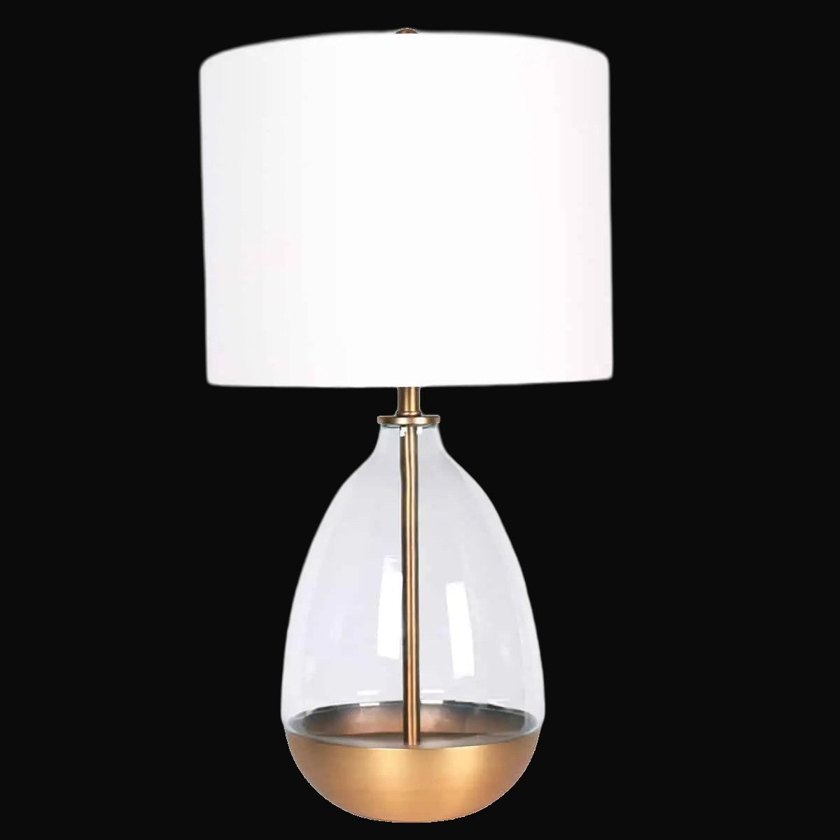 Lampe de table verre clair et abat-jour blanc cassé