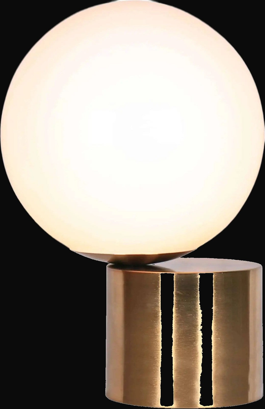Lampe de table laiton satiné et verre opale