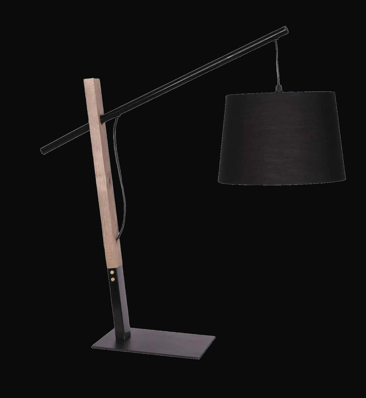 Lampe de table 26 po, bois et accents noirs